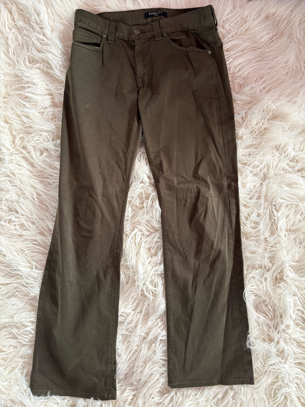 Fidelity Denim Havana Twill Olive Green Chino Pants Size 30 Made in USA